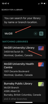 Type in McGill in the search box