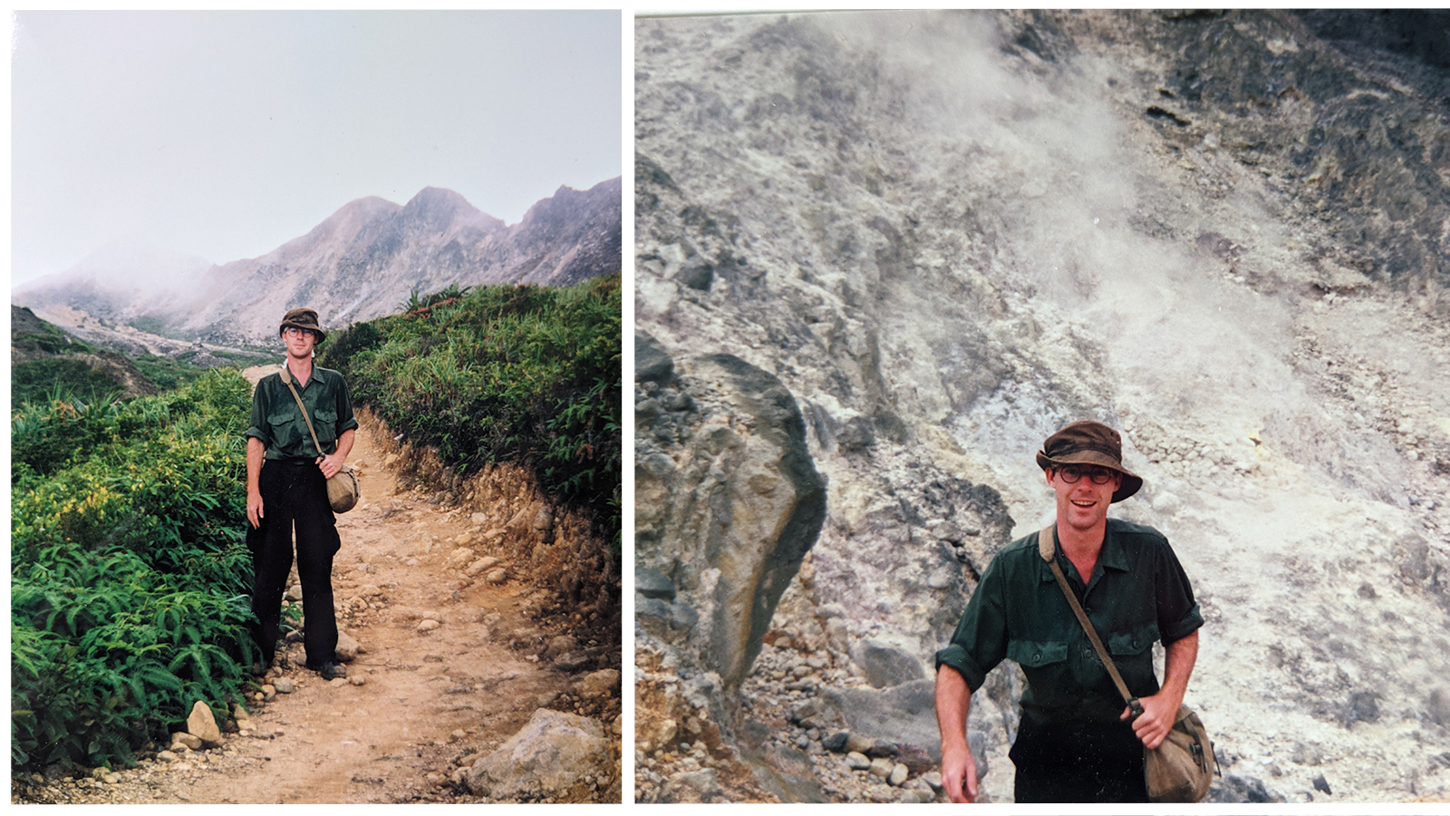 Chris lyons standing on a mountain and in front of a river