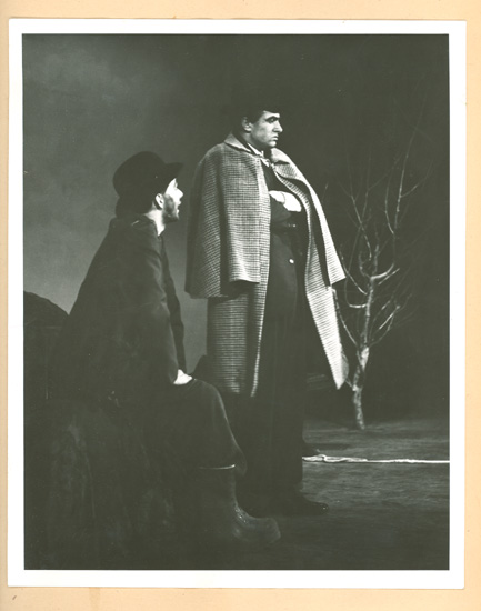 "Waiting for Godot" (B&amp;W photo) - a sample from a drama scrapbook documenting theatre activities at McGill between 1957 and 1965.