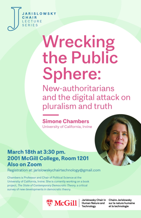 Event poster with photo of speaker