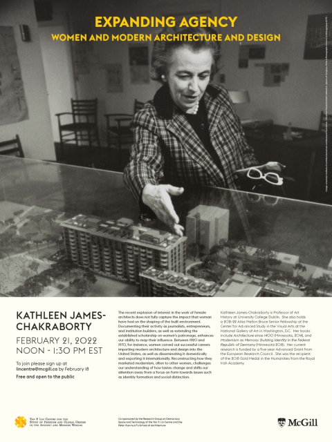Event poster with photo of speaker and details of event