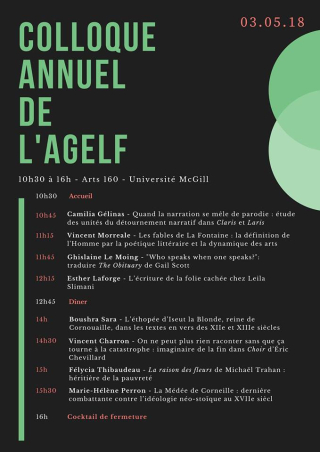 Affiche du colloque annuel de l'AGELF (2018)