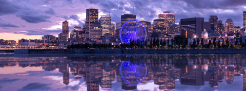 An image of the Montreal skyline during twilight