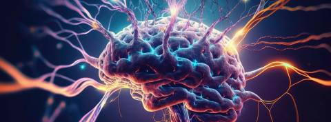An abstract image of the brain with neuronal connections extending outwards