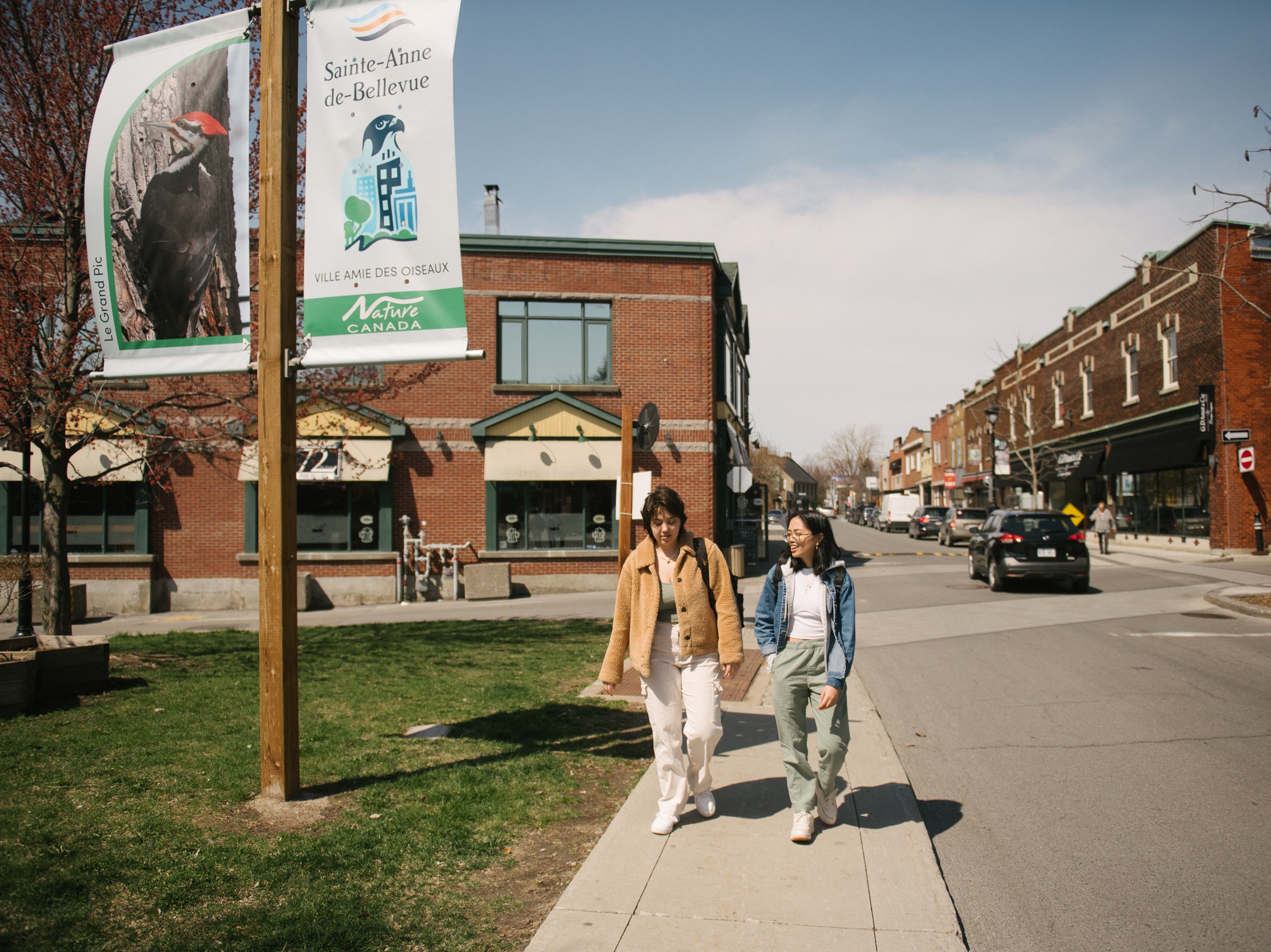 Students walk through the town of Sainte-Anne-de-Bellevue