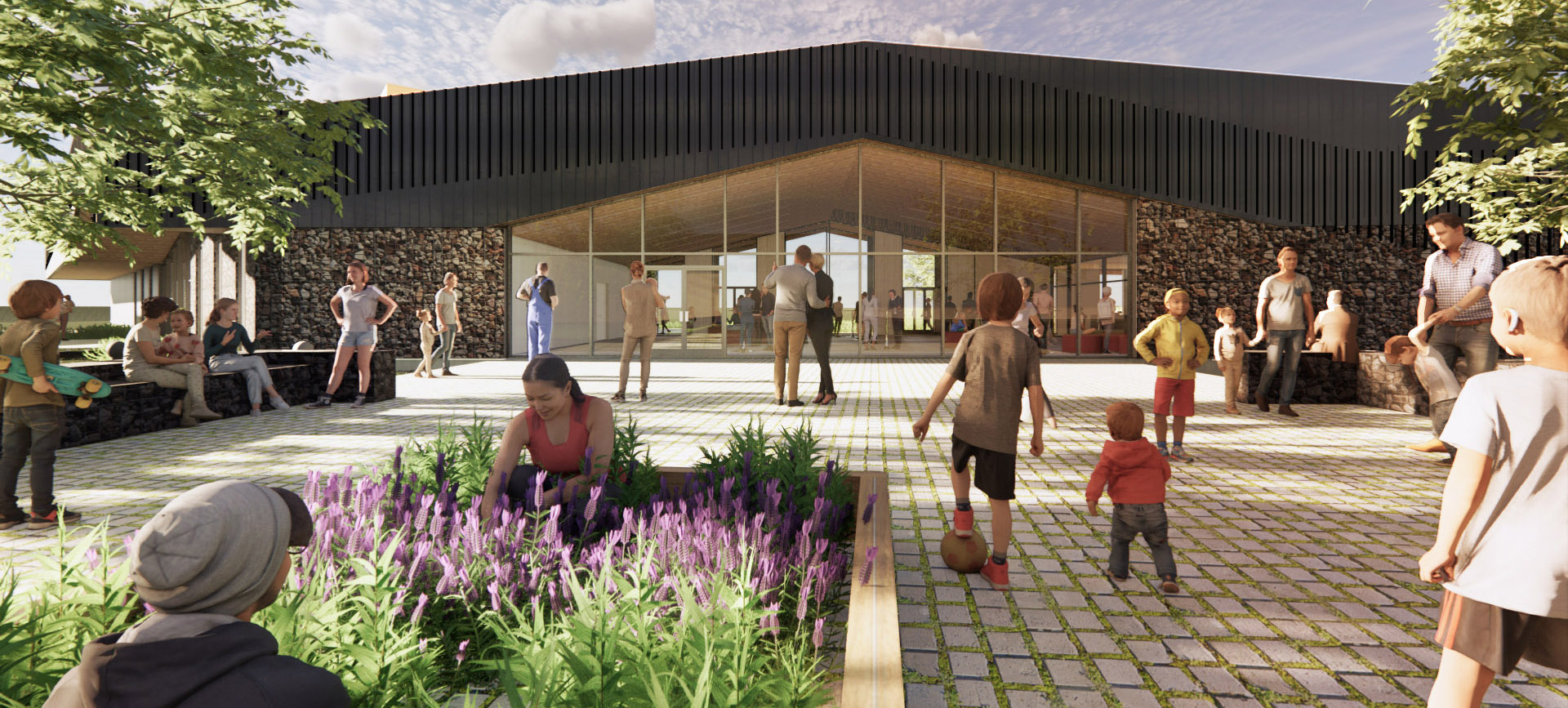 Mockup of the outside of the Community Engagement Centre