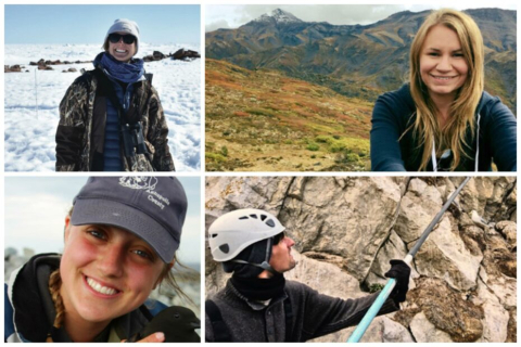 McGill winners of the Weston Family Awards in Northern Research (clockwise from top left): Alexandra Langwieder, Jessica Norris, Don-Jean Leandri Breton and Julia Baak