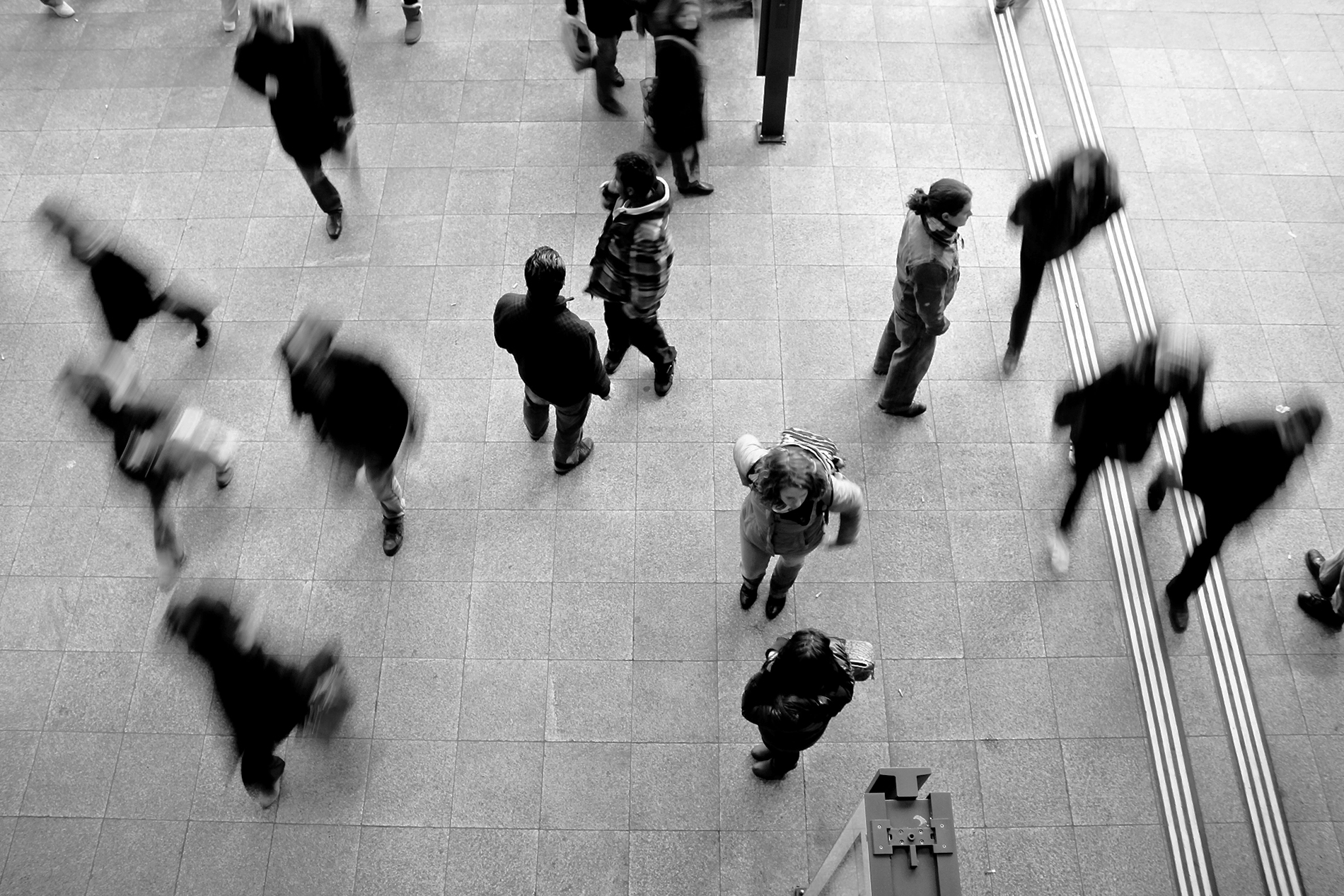 People walking as seen from above