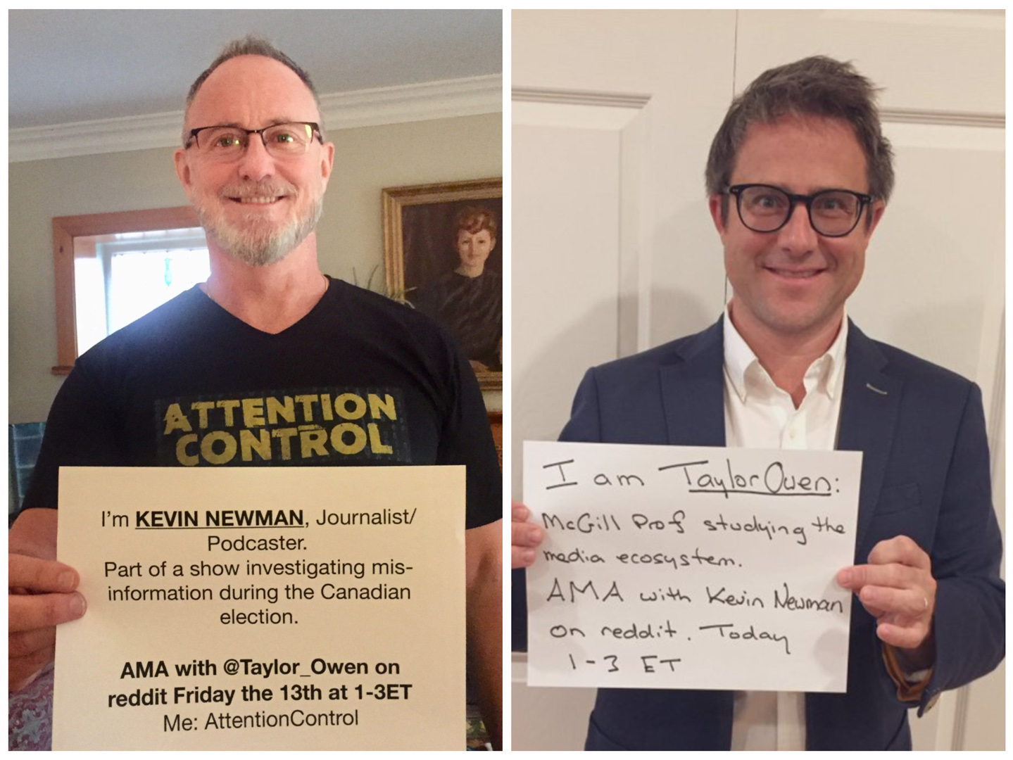 Reddit AMA with Kevin Newman and Taylor Owen poster