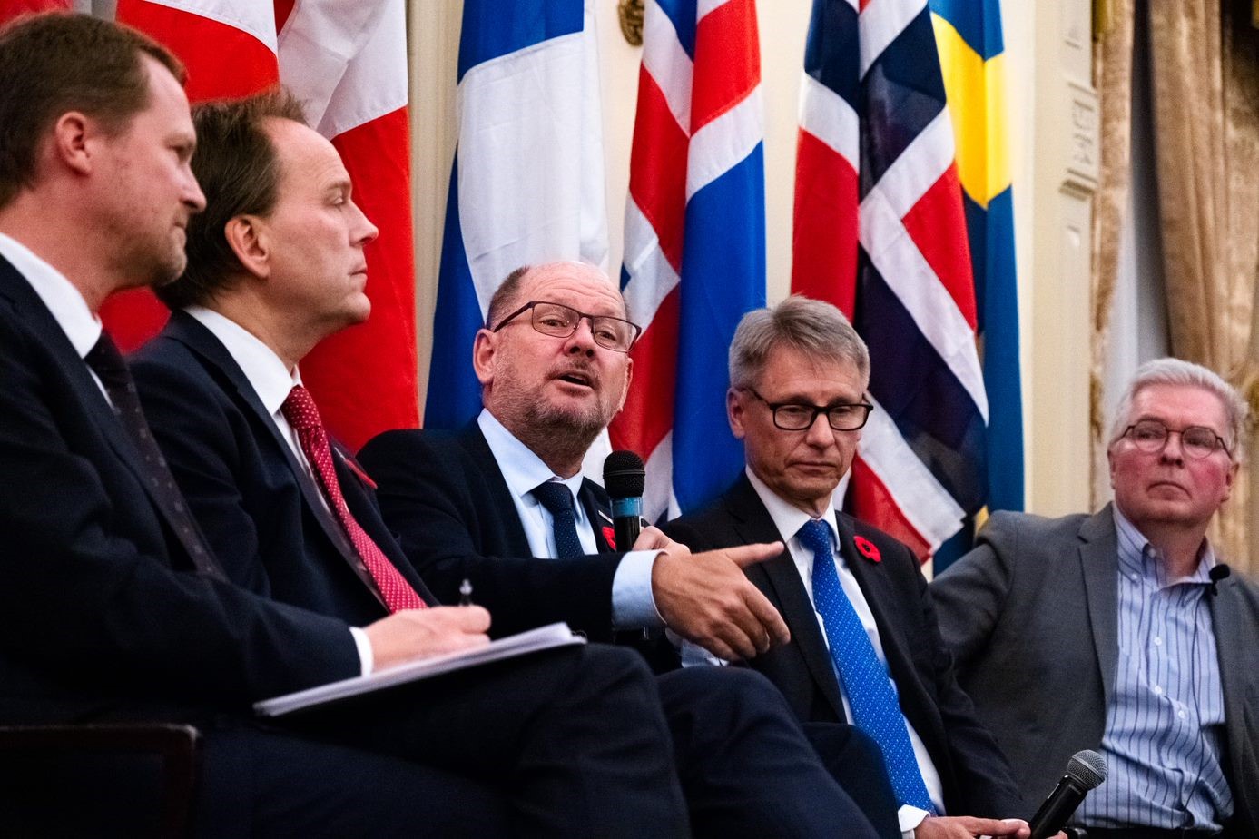 photo of the Nordic Ambassadors giving a speech at the panel 