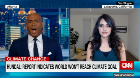 photo of Henna Hundal being interviewed in CNN via skype 