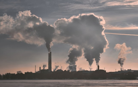 Emissions rise from cooling towers