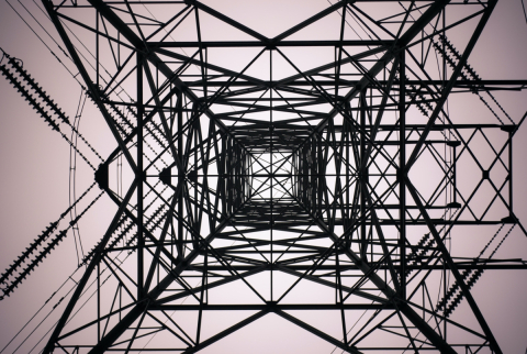 photo of an electric pole taken from below the pole 