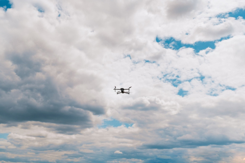 photo of a surveillance drone in the sky 