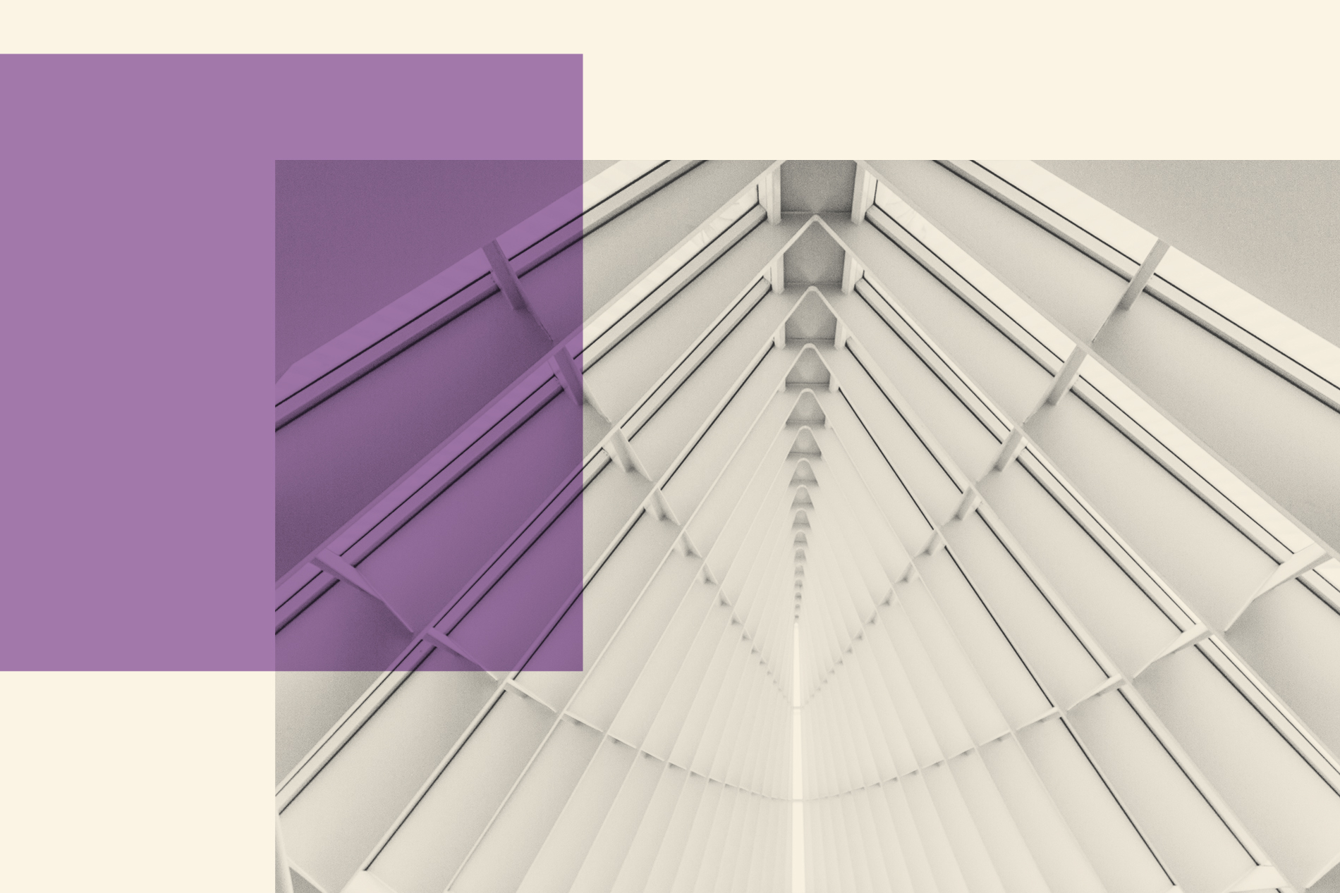 High ceiling with a purple block overlaid on the top left corner