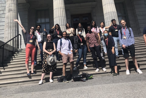 A group of our new MPP students standing in front of the McCall-MacBain Arts Building