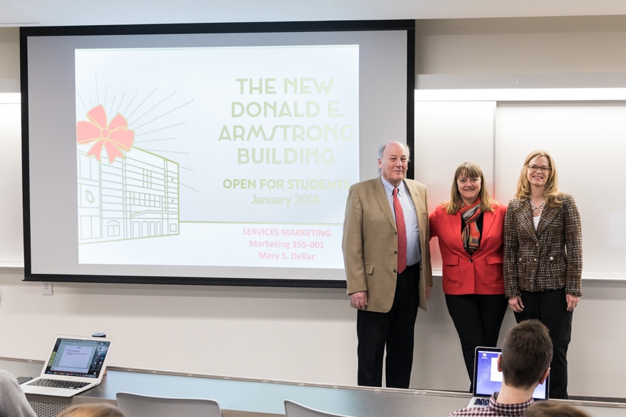 Morty Yalovsky, Vice-Dean, Faculty &amp; Programs, Dean Isabelle Bajeux-Besnainou, and Mary Dellar.