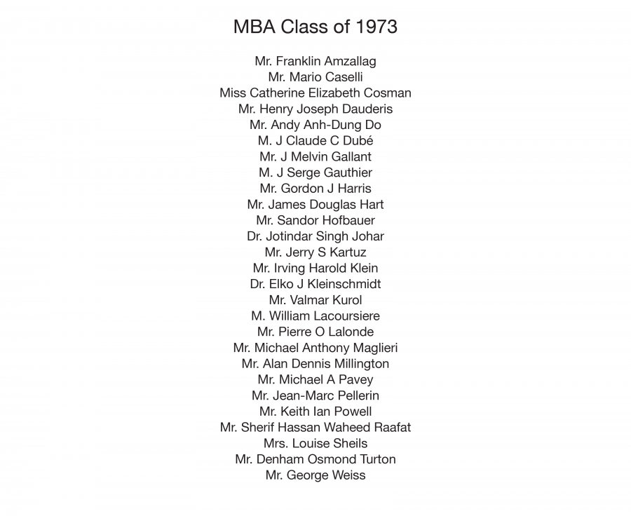 MBA Class of 1973