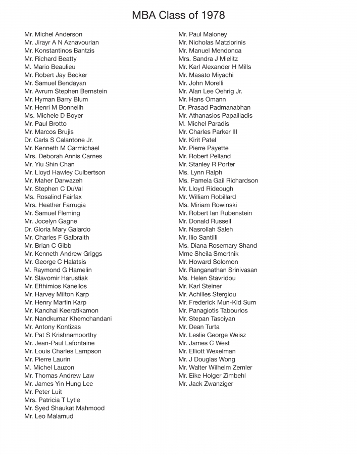 MBA Class of 1978