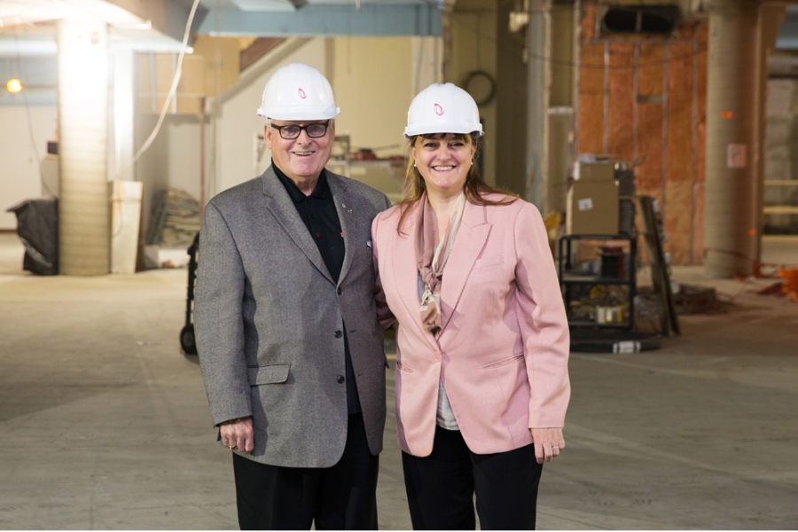 Marcel Desautels, CM, O.Ont, LLD’07, and Dean Isabelle Bajeux-Besnainou stand in the new home of the MBA – the Donald E. Armstrong Building, which is currently under renovation. Dr. Desautels’ 2014 contribution jump-started the MBA Next 50 campaign.