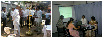 Left: His Worship the Mayor launching the Urban Upgrading Program in Halgaha Kambura. Right: Prof. Vikram Bhatt, Project Leader Making the Edible Landscape Project with members of the Colombo Team.