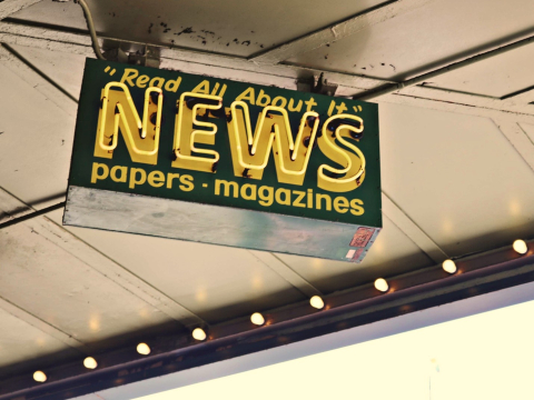 Neon sign saying news