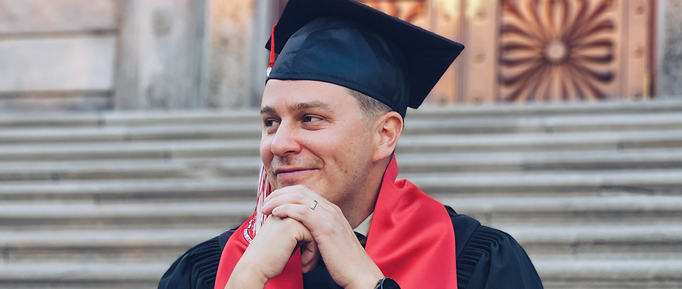 Close up of McGill graduate.