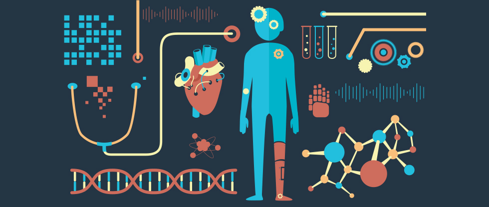 Illustrated depiction of biomedical engineering