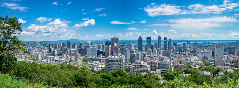 Montreal skyline with blue sky