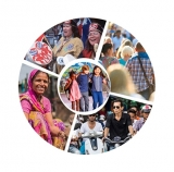 Circular collage representing global health