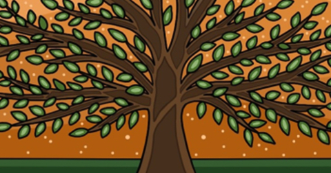 Indigenous Awareness Weeks banner detail with an illustration of a tree by Anishinaabe artist Marissa Indoe