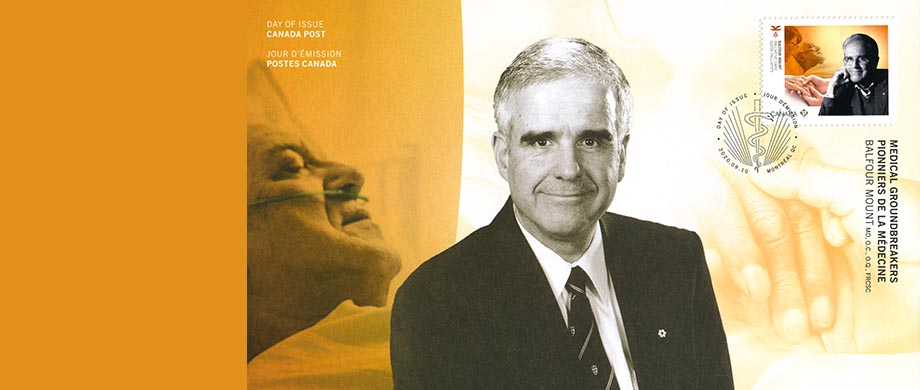 Palliative care pioneer, Balfour Mount, on a 2020 stamp and commemorative cover