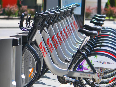 Bixi bikes at a bike station