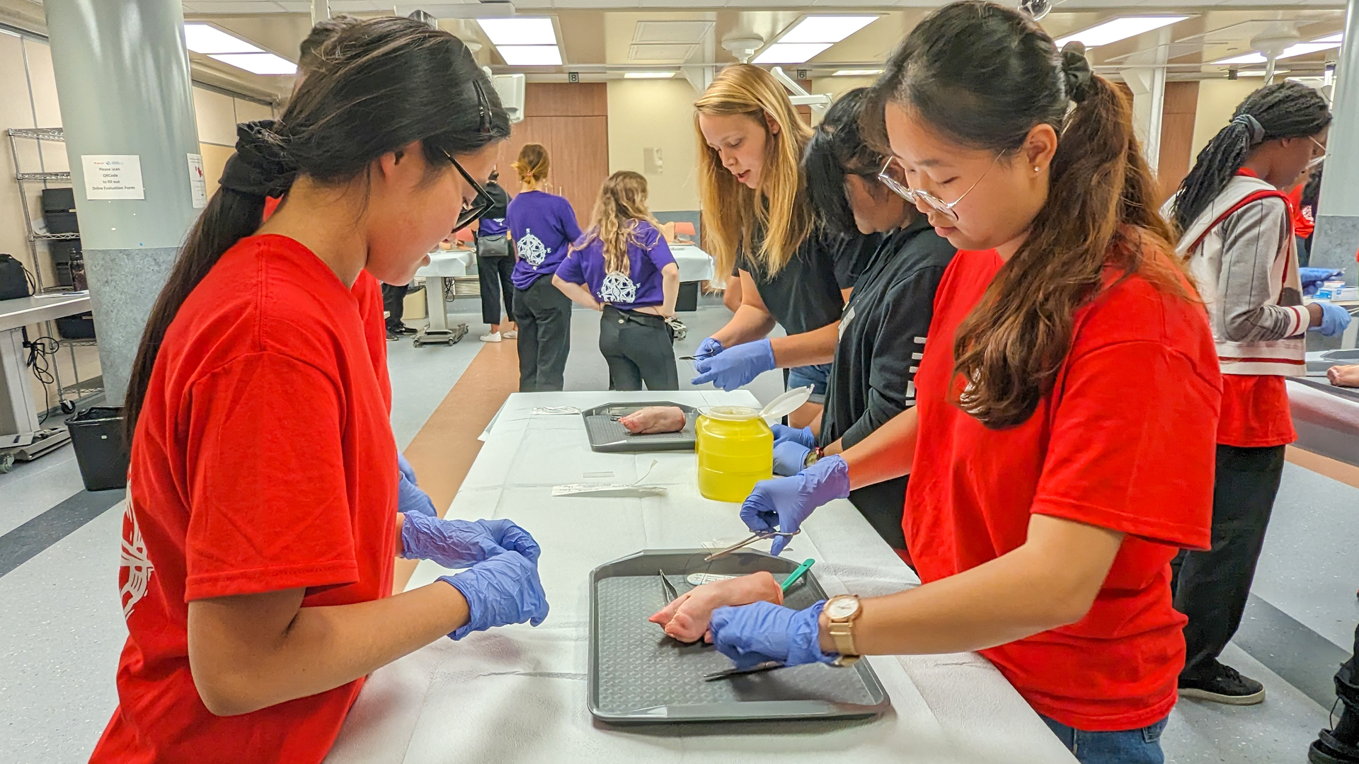 Students suturing