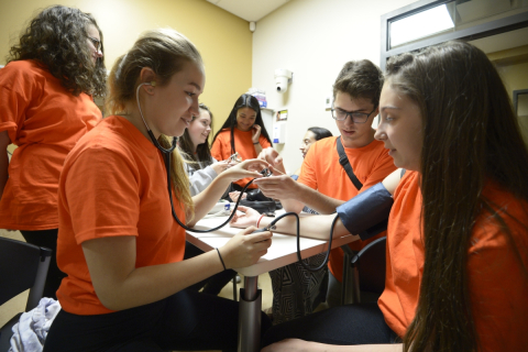 Students at the simulation centre