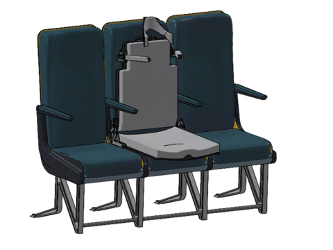 3D model of an airplane seat for those with disabilities
