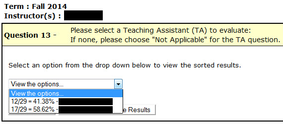 Select a TA from the drop-down menu