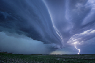 A supercell thunderstorm strikes in South Dakota. Among the most severe of storms, supercells can bring strong winds, hail, and even tornadoes. 