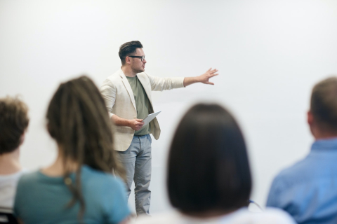 professor teaching in a class