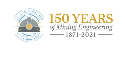 Mining 150 Anniversary Logo, a helmet with a headlight