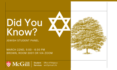 Did you know text on gold background with star of David and stylized tree