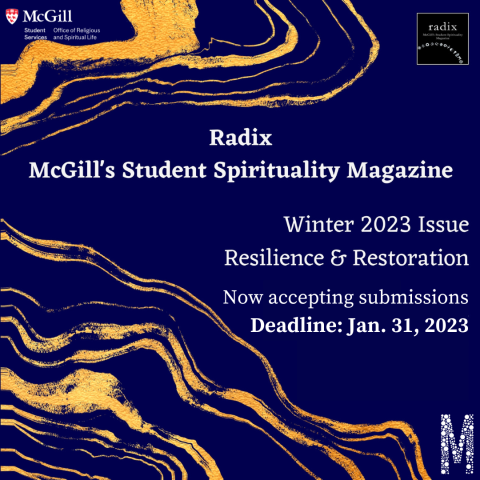 dark blue with gold swirls Resilience and Restoration issue now accepting submissions until January 31, 2023