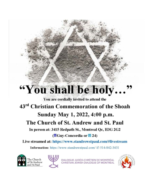 Poster for the 43rd annual Christian commemoration of the Shoah