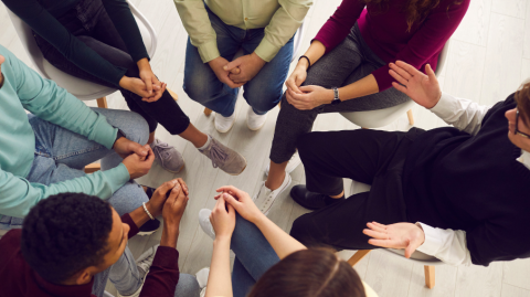 group discussing in a circle