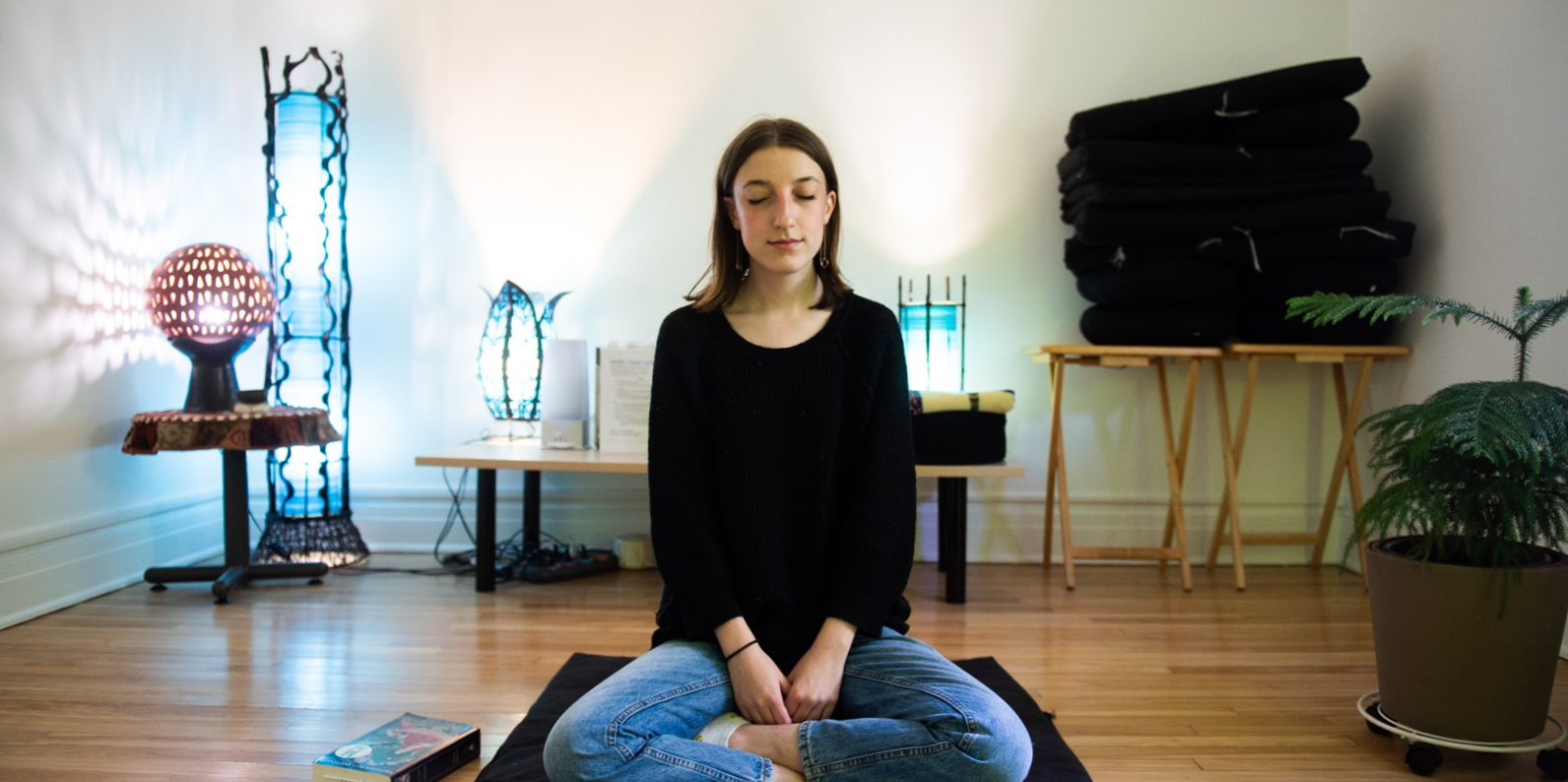 Student meditating in MORSL meditation space