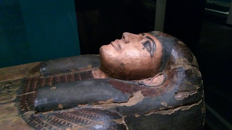 the head of a casket of an Egyptian queen