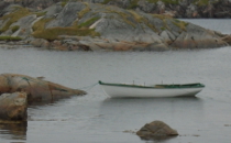 Dory on the water in Fogo, Newfoundland