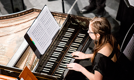 Harpsichordist playing