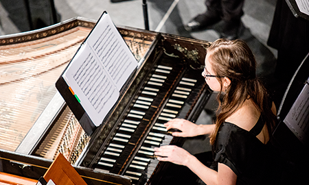 Harpsichordist playing 