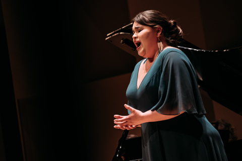 Elisabeth Saint-Gelais singing during the Wirth Vocal Prize Final March 12, 2022